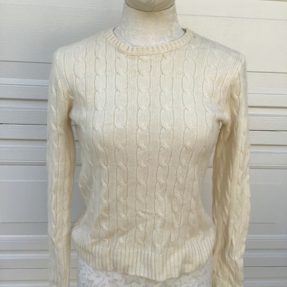 Acrobat Cream Cashmere Cable Knit Sweater L